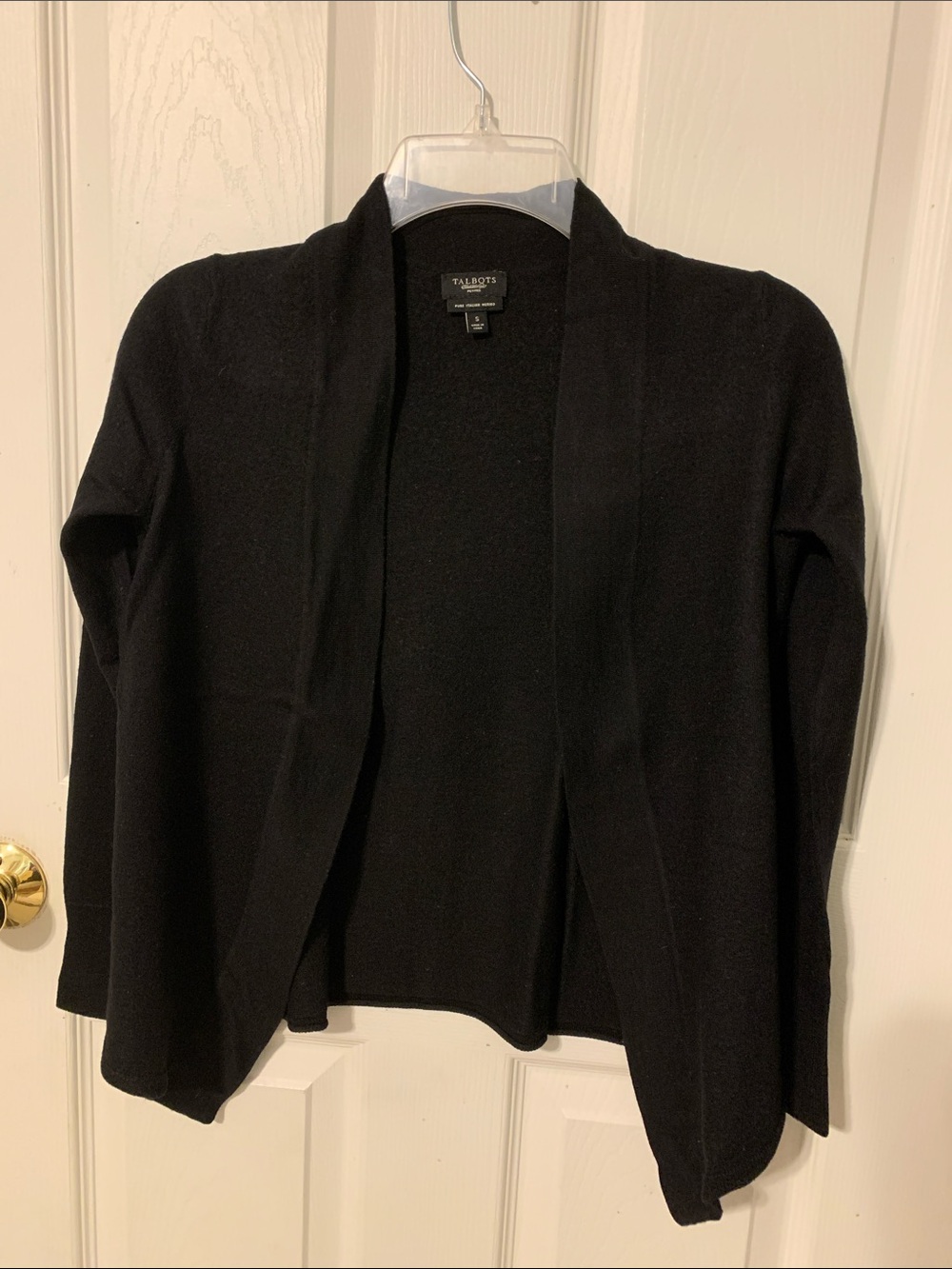 Talbots Black Open-Front Merino Wool Cardigan - size S